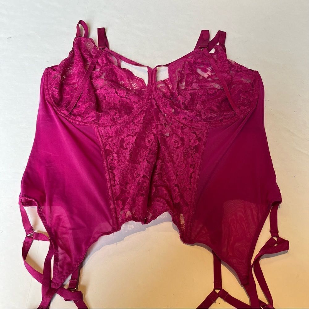 Adore Me Bustier Fuchsia Underwire Boning No padding Size 4X - Picture 3 of 9